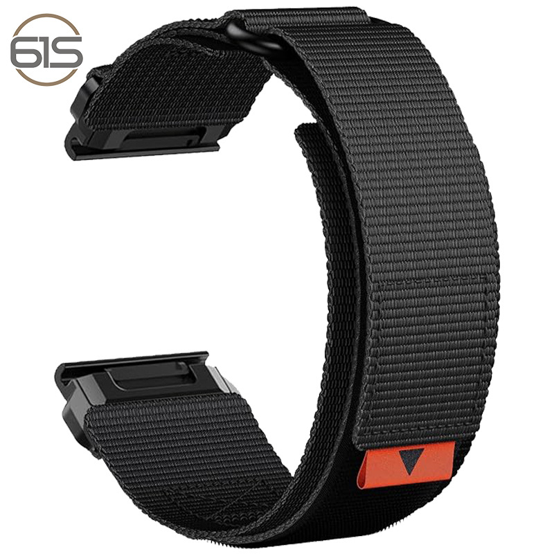26 mm nylon klokkereim for Garmin Fenix 8/7X Pro/5X/6X Black