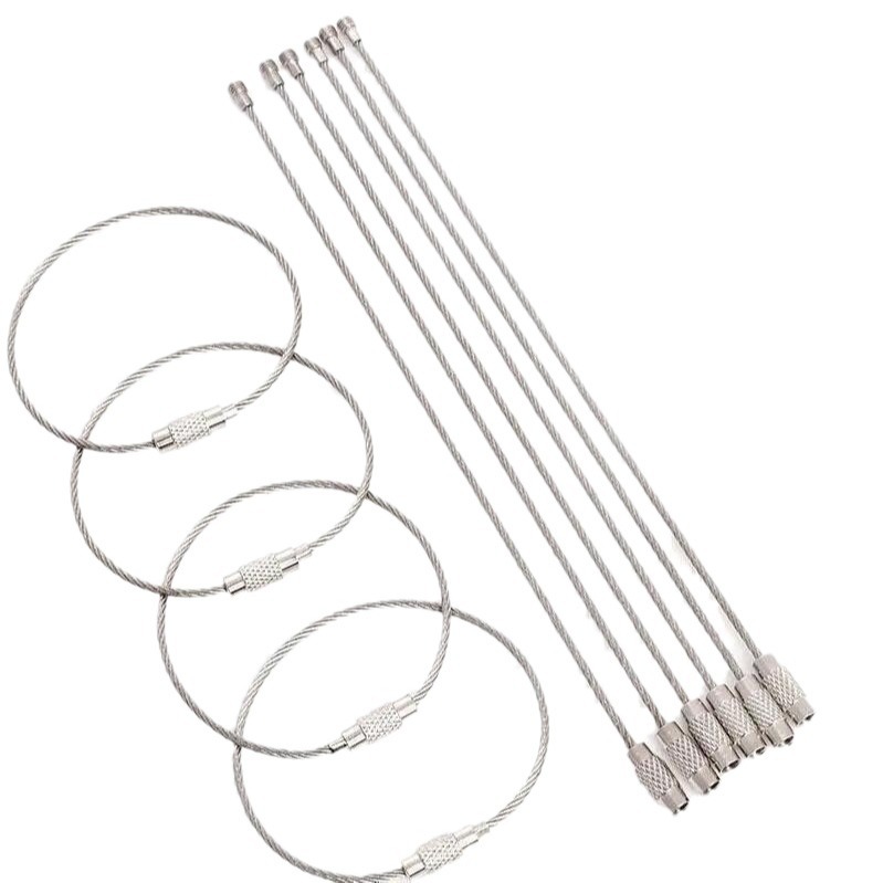 Nyckelring i rostfritt stål, 10-pack - Slitstark nyckelring med vajer