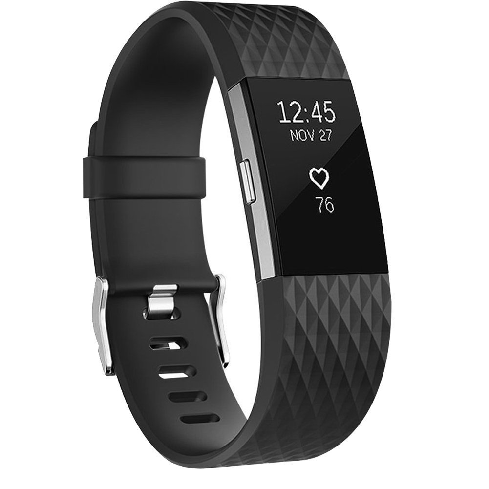 Fitbit Charge 2 armband silikon Svart (L)