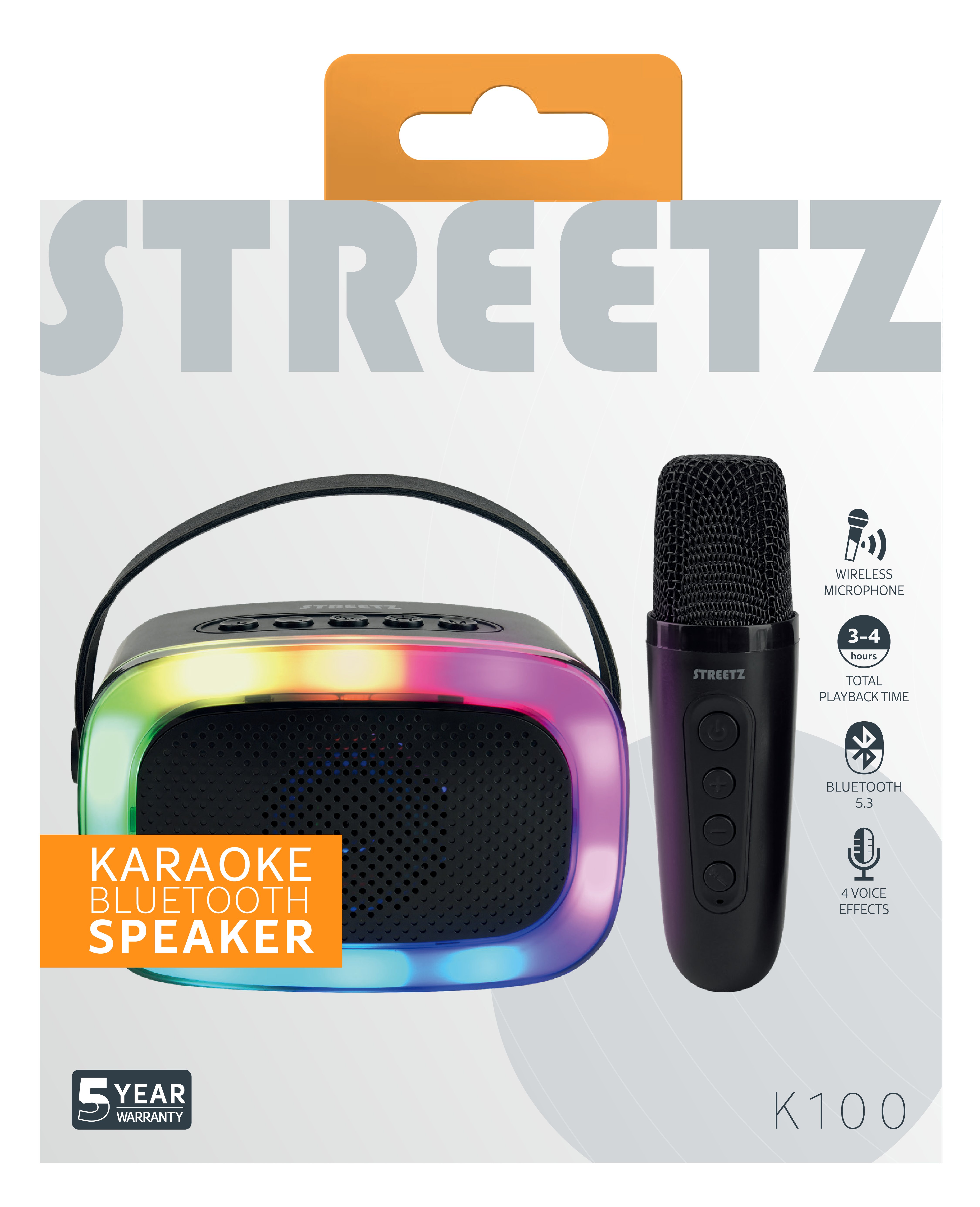 K100 Karaoke Speaker with microphone, 5W, black