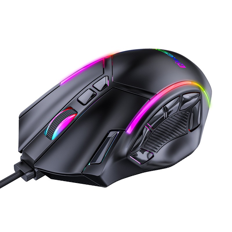 RGB Gaming Mus med Kabel: 12800 DPI, 12 Knapper, Justerbar RGB-belysning og Ergonomisk Design for Optimal Spillopplevelse