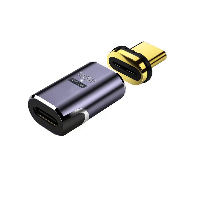 140W Magnetisk Type-C Adapter Rett Vinkel - USB-C Hunn til USB-C Hann - Støtter 40Gbps Data og 8K Video