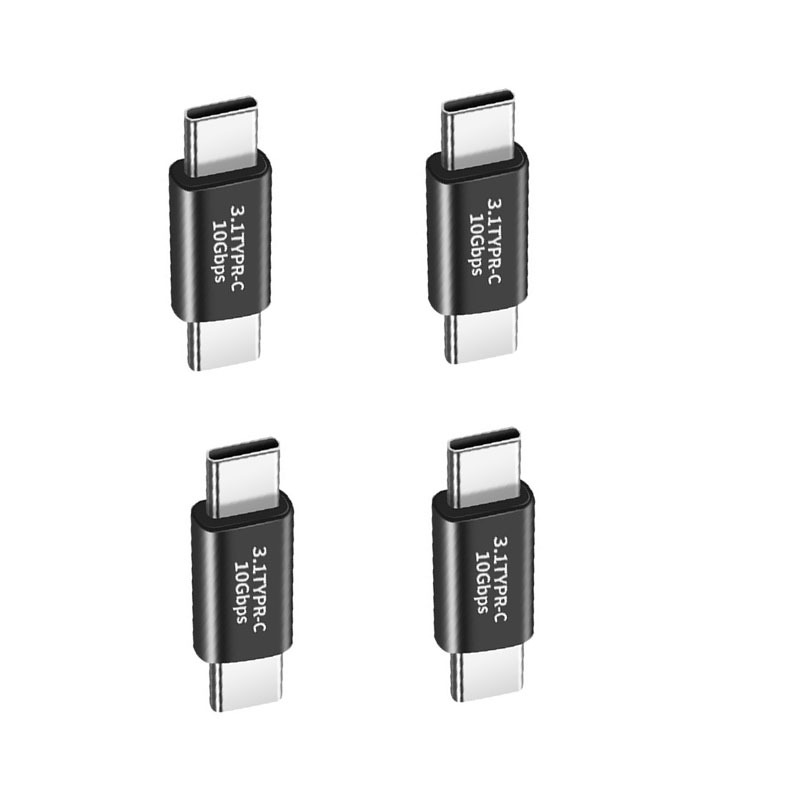 Type-C Hann til Type-C Hann 3.1 Rett Adapter (4-pakning) - Støtter 10 Gbps, Lading og AV