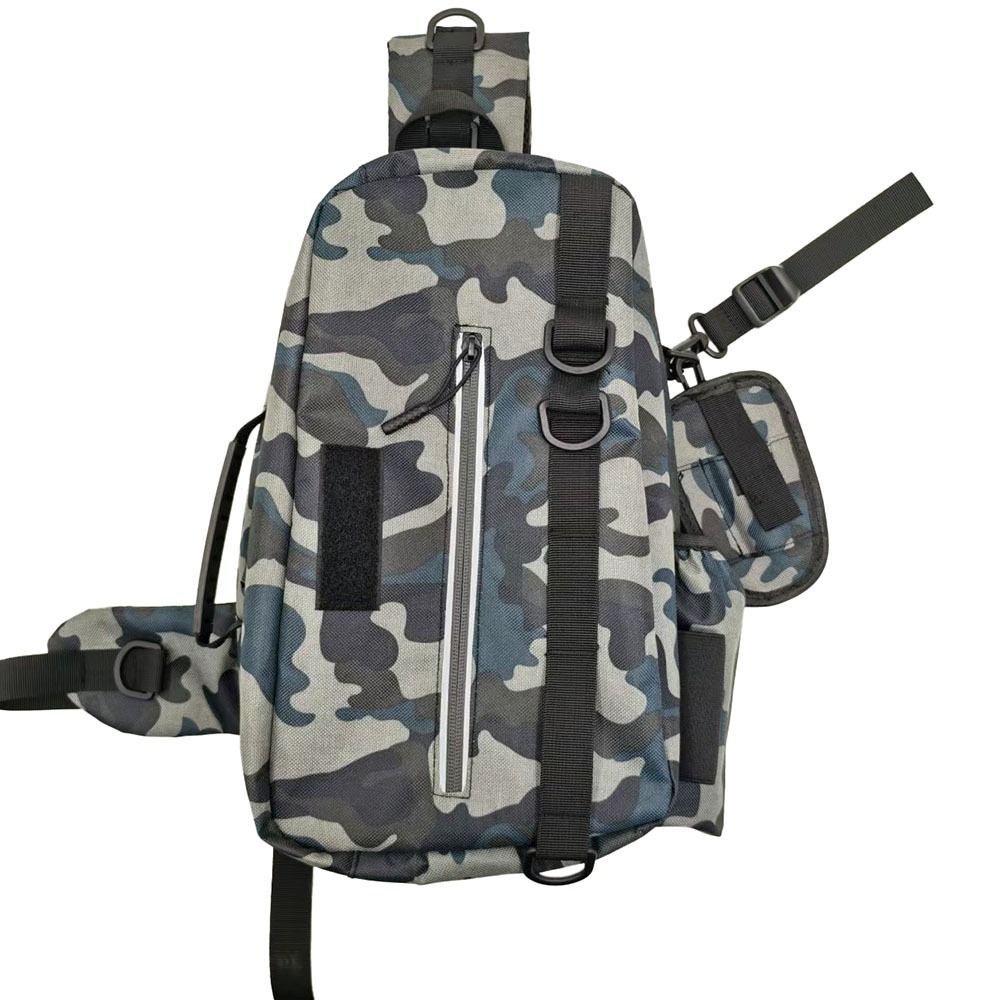 Multifunksjonell fiskerveske for utendørs bruk - Vanntett oppbevaringsveske for fiskeutstyr og stenger Grey camouflage