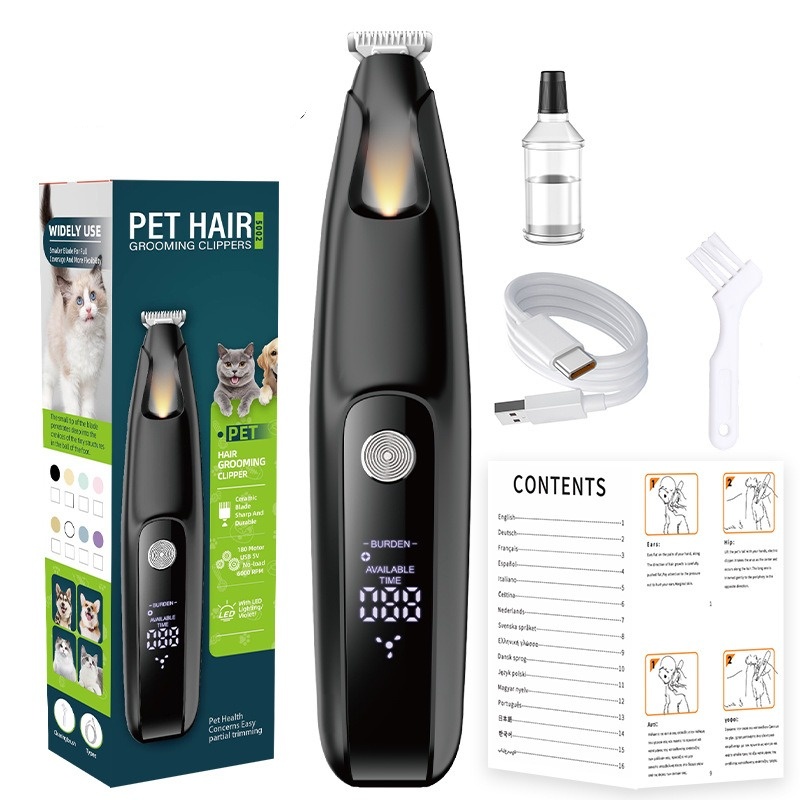 LED Display Pet Paw Trimmer - Trygg og Effektiv Kloklipping for Hunder og Katter Black