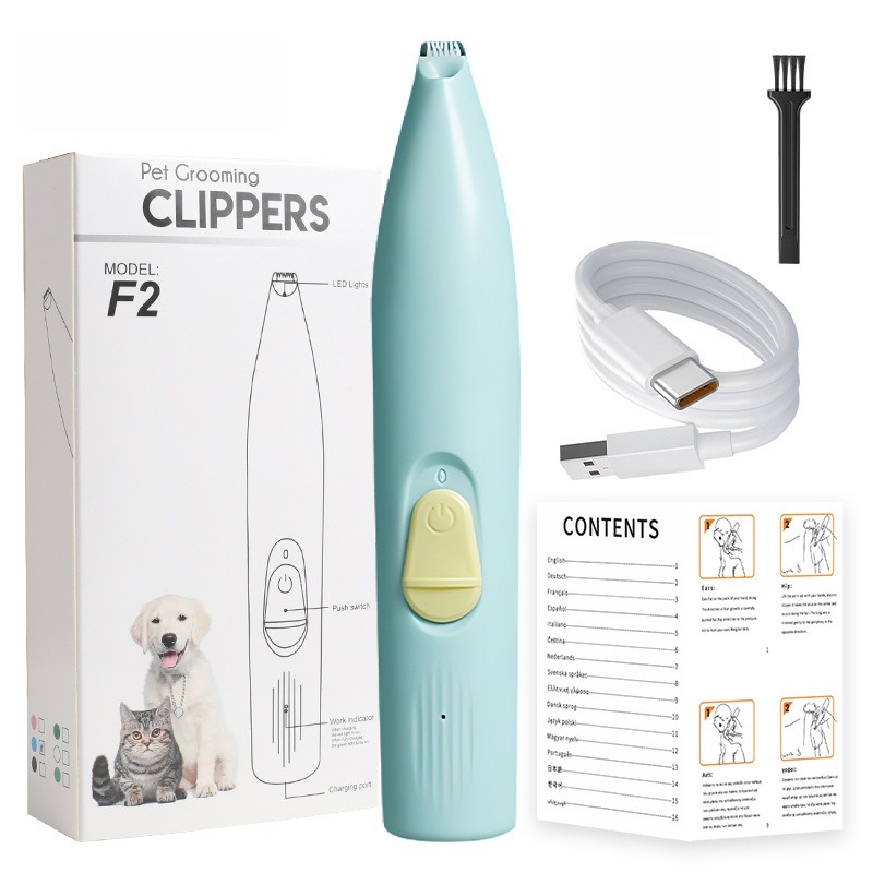 Pet Grooming Trimmer - Skånsom og Stille Elektrisk Klipper for Hund og Katt - Perfekt for Poter, Ører og Øyne Blue