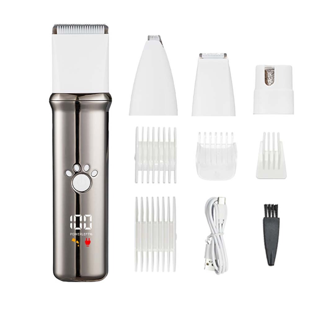 4-i-1 Elektrisk Kjæledyrhårklipper: Profesjonelt Pleiesett for Hunder og Katter White