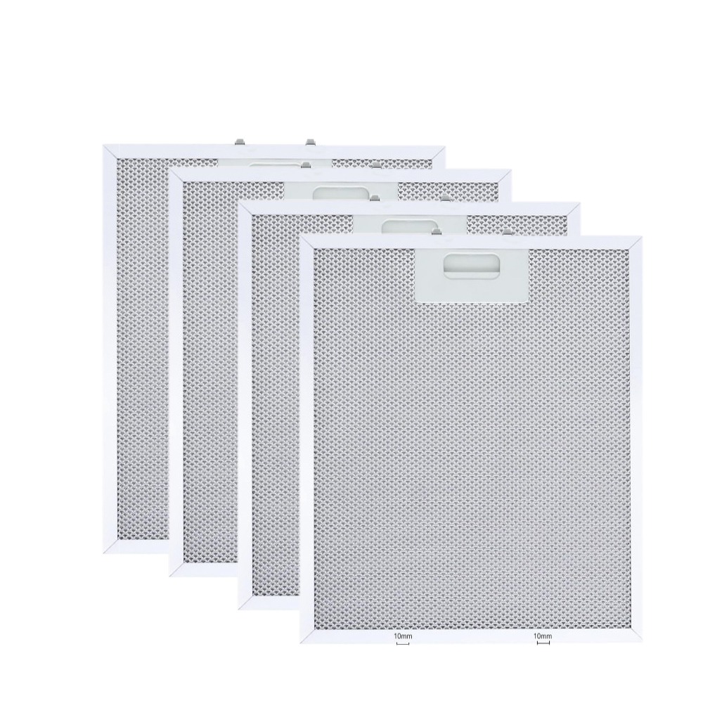 4-Pakks Filter for Kjøkkenvifte Kompatibel med Whirlpool, Ikea, Jenn Air W10169961A, Aluminium & Aktivt Kull