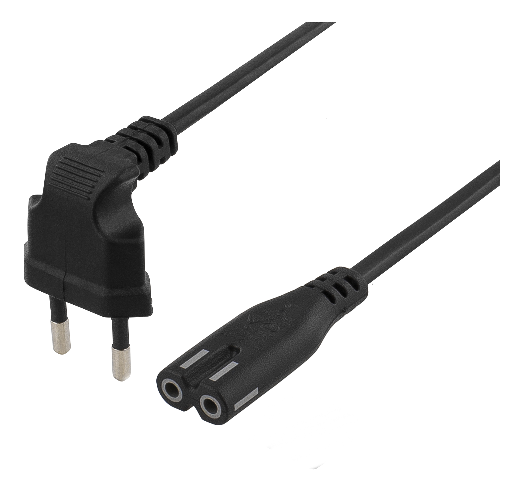 Power cable angled CEE 7/16 straight IEC 60320 C7 3m black