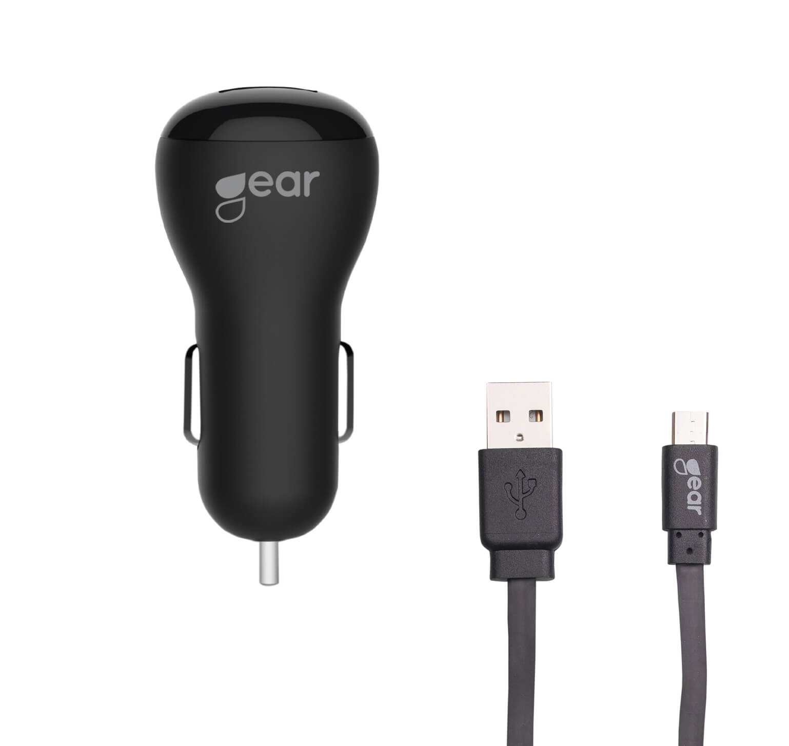 Laddare 12-24V 1xUSB 1A svart MicroUSB babel platt 1m