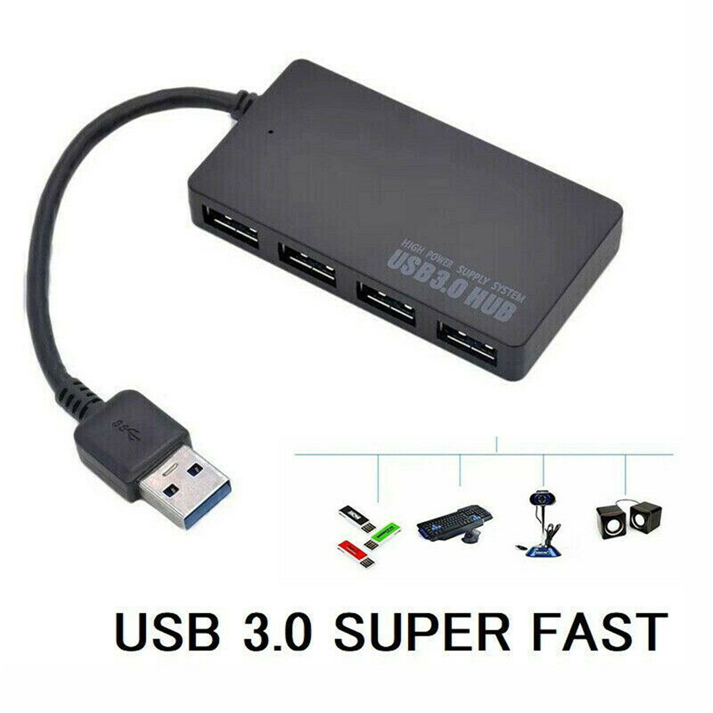 USB 3.0-hub med 4 porter Svart