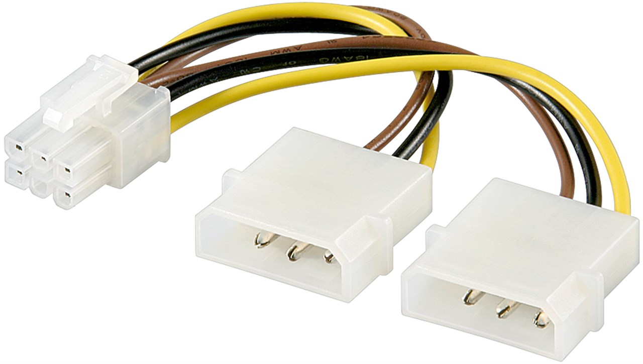 Strömkabel/adapter för grafikkort, PCI-E/PCI Express med 6 stift