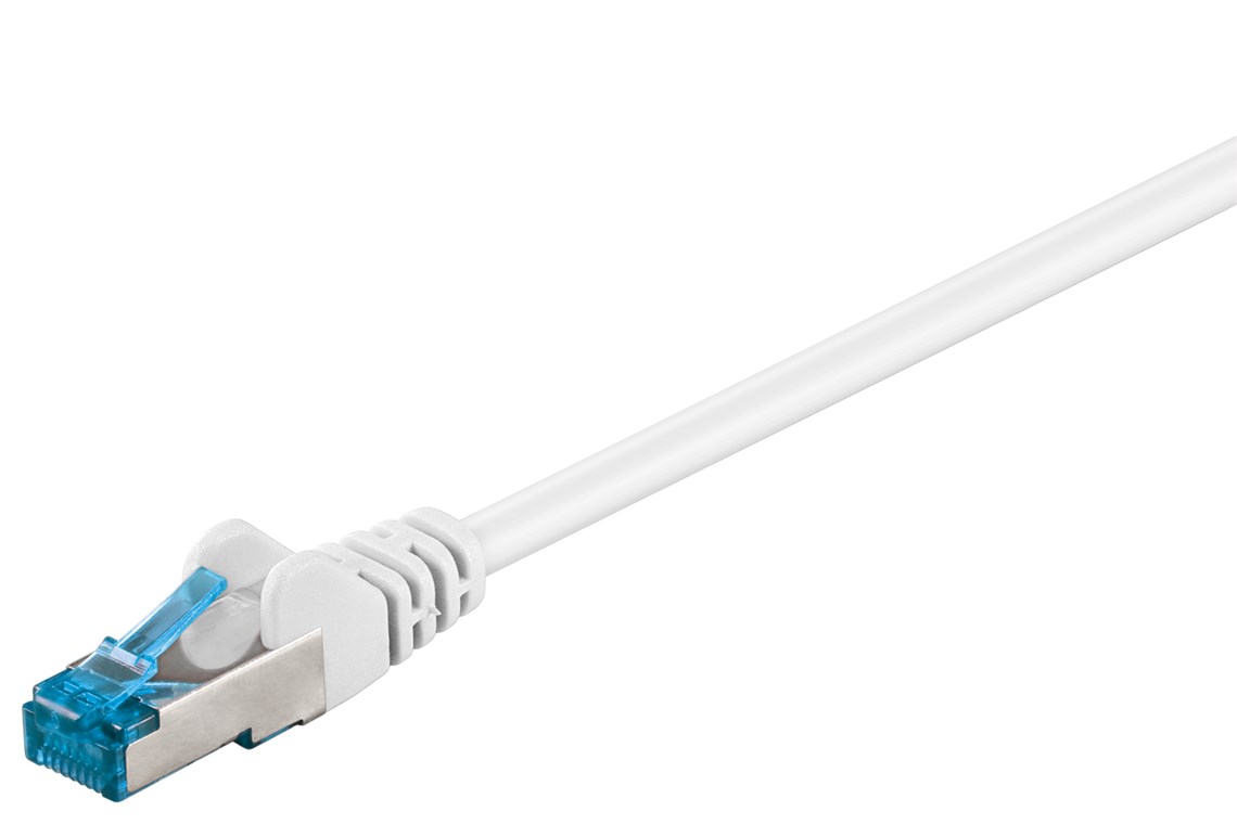 Patchkabel CAT 6A, S/FTP (PiMF), vit, 0,5 m