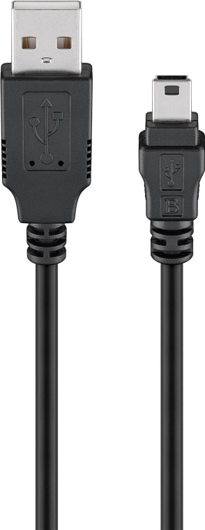 Mini-USB synk- och laddkabel, svart