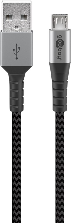 Micro-USB till USB-A textilkabel med metallkontakter 0,5 m