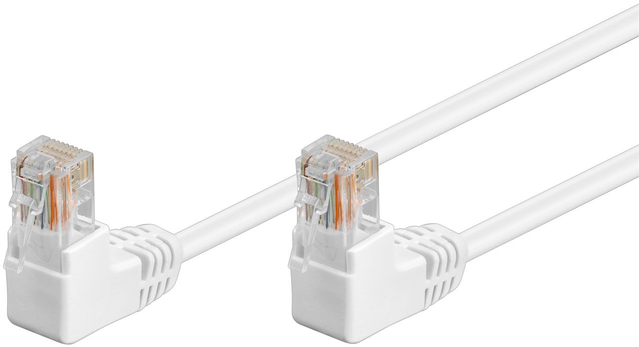 Patchkabel CAT 5e, 2x 90° vinklad, U/UTP, vit, 5 m