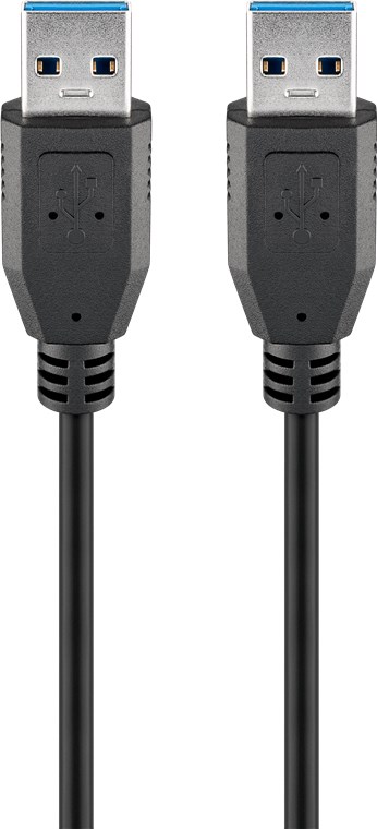 USB-A-kabel, 1 m, svart