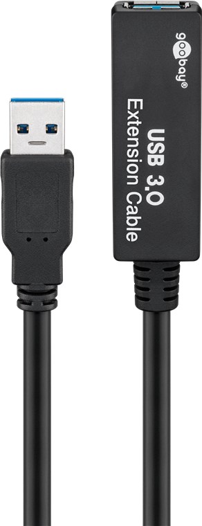 Aktiv USB-A-förlängningskabel, 5 m, svart