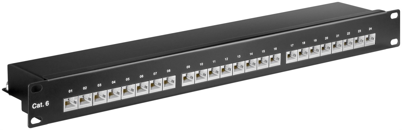 CAT 6 19-tums (48,3 cm) kopplingspanel, 24 portar (1 HE)