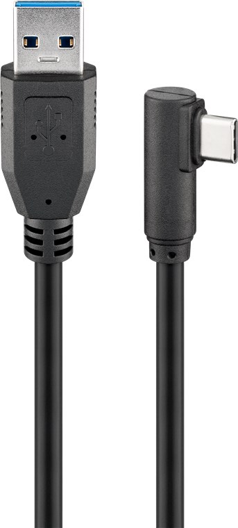 USB 3.0 USB-C™ til USB-A-kabel, 90°, 0,5 m, svart