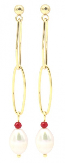 pärlörhängen 5 cm x 6 mm rostfritt stål guld