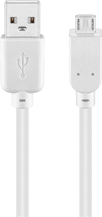 USB-A till Micro-B-kabel, 5 m, vit