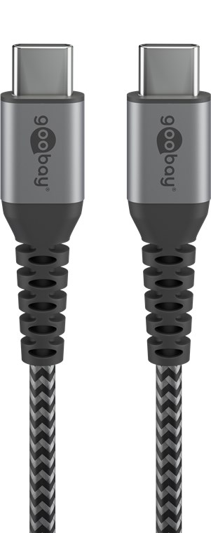 USB-C™-till-USB-C™-textilkabel med metallkontakter 0,5 m