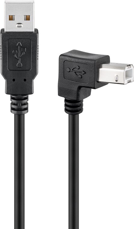 USB-A till USB-B-kabel 90°, 2 m